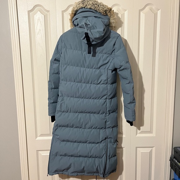 Women’s Aritzia TNA St. Anton Powder Parka Long Puffer Jacket Blue Sz. M - Picture 2 of 11